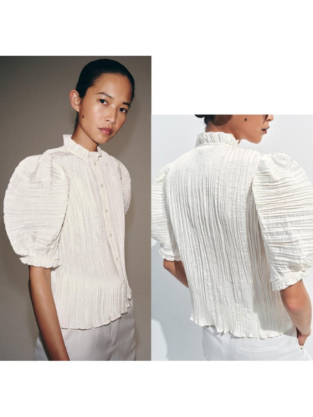 NEW ZARA pleated blouse 0148